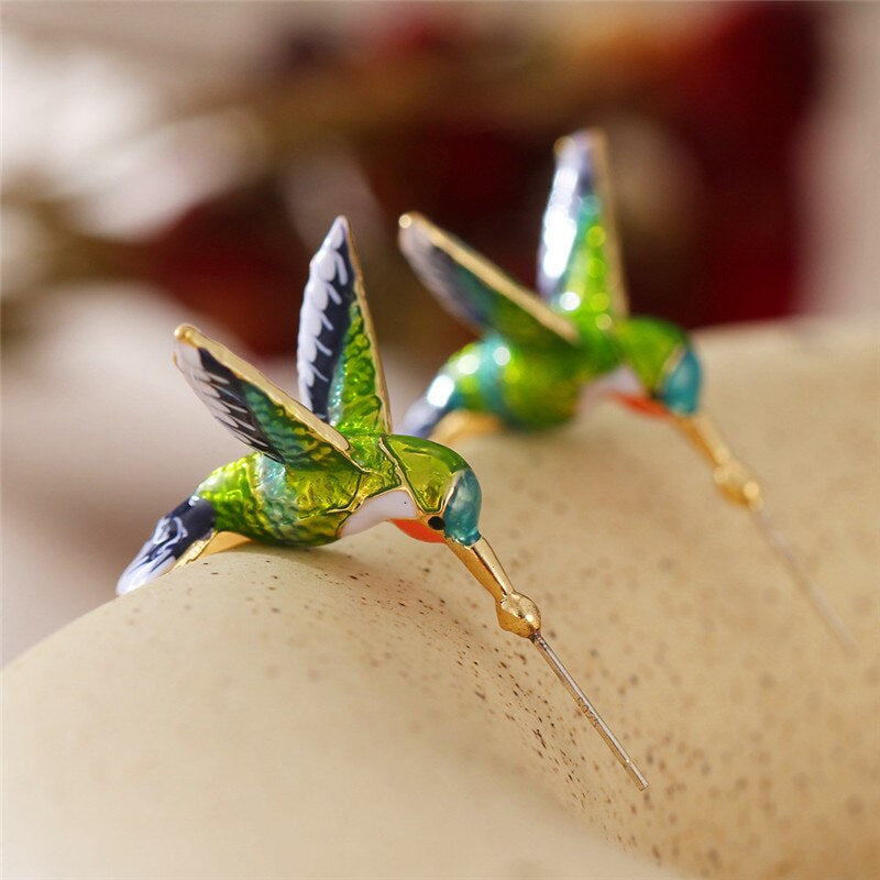 Pendientes de pájaro pintados de lujo de edición especial