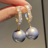 Pendientes de perlas azules con circonitas